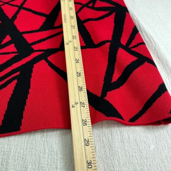 Premise Woman 1X Red Black Abstract Geometric Knit Pullover Art Party‎ Sweater - Picture 5 of 11